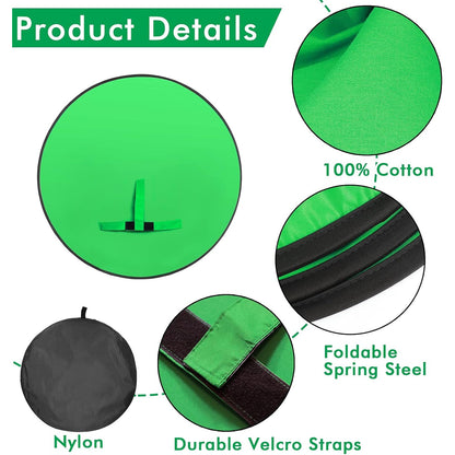 New Portable 57" Green Screen for Chair Greenscreen Backdrop Background Streaming Gaming Meeting