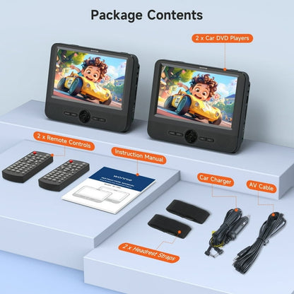 7.5” Dual DVD Player for Car, Portable