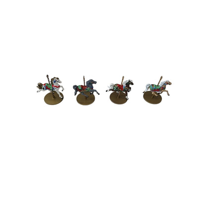 Hallmark Carousel & Horses Christmas Ornaments Set Of 4 Horses & Stand 1989