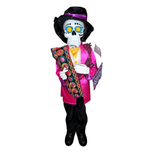 Dia De Los Muertos Skeleton Sugar Skull 22" Doll Halloween Decor Poseable Arms