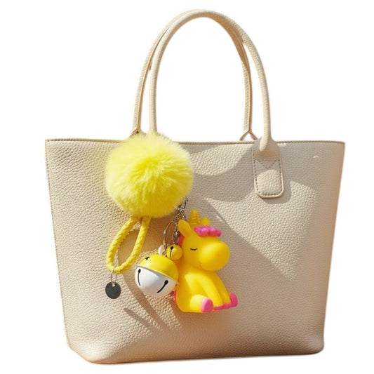 Magical Unicorn Keychain with Fur Ball and Bell for Daily Charm