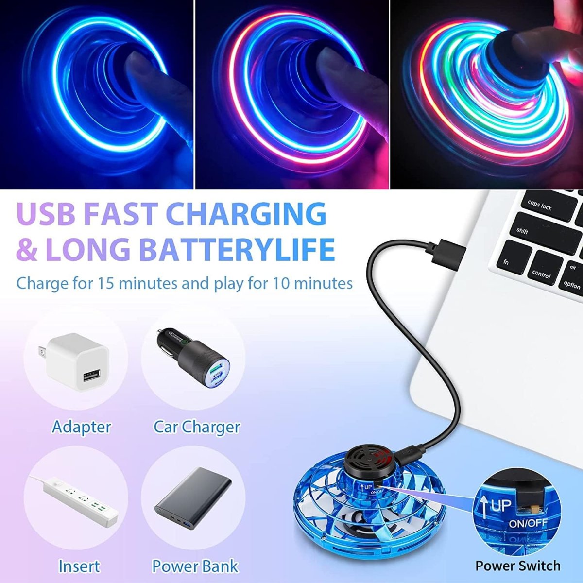 Flying Spinner Toy with LED Lights – Indoor & Outdoor Fun